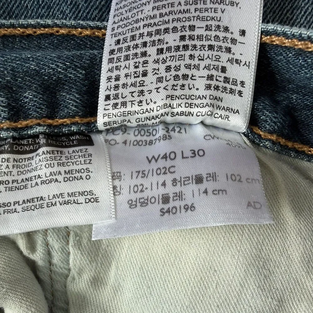Levis 501 Original Fit Stretch Jeans Mens Blue Denim Button Fly Size 40x30